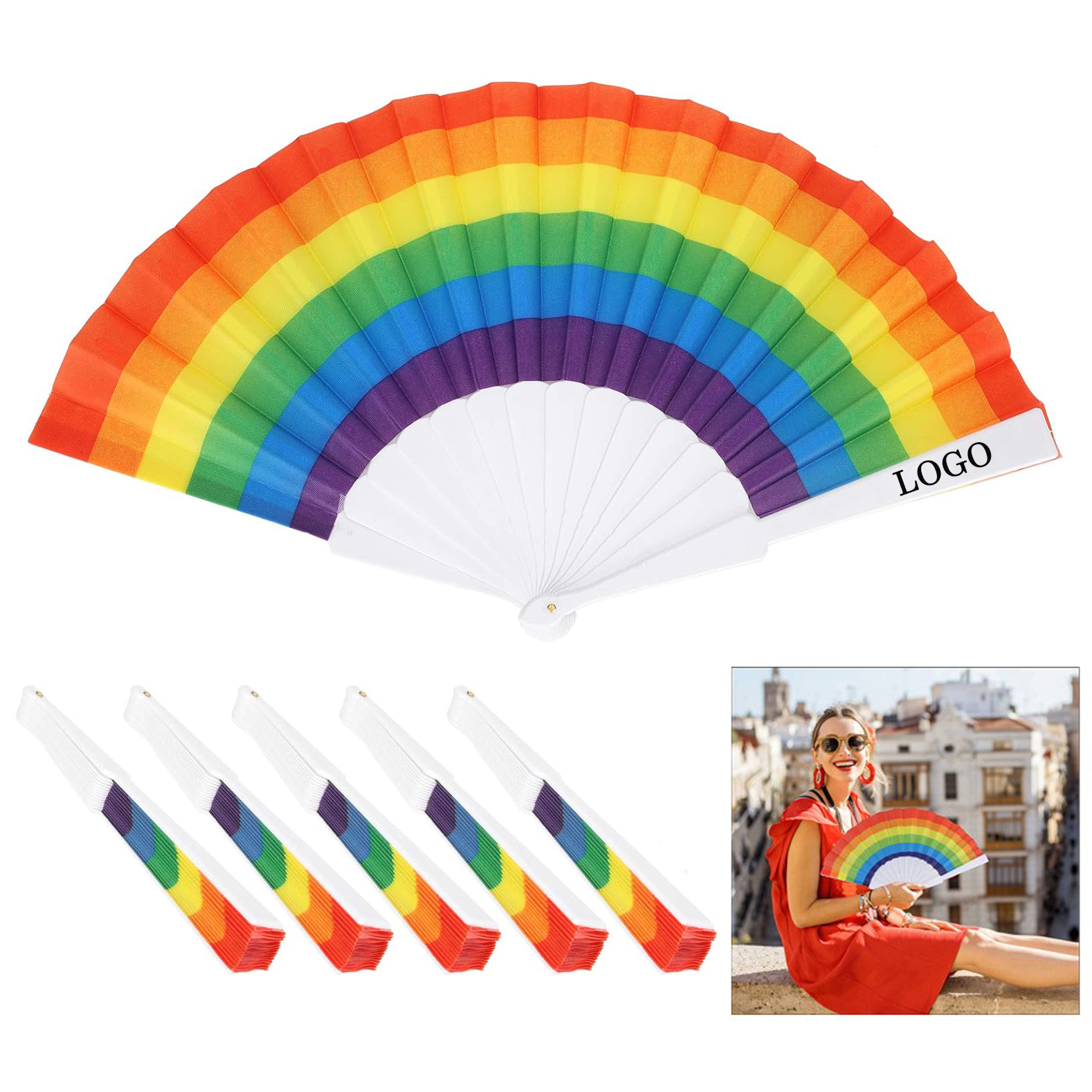 Rainbow fans are made of high quality plastic and premium nylon fabrics