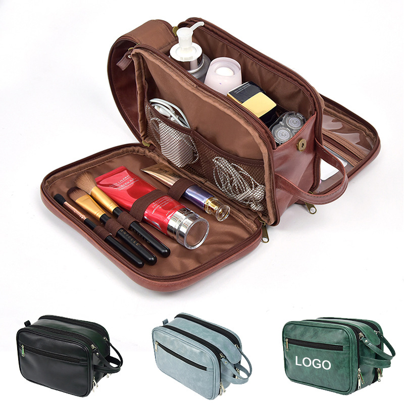 The two exterior compartments of this toiletry bag are designed to keep wet and dry items separate