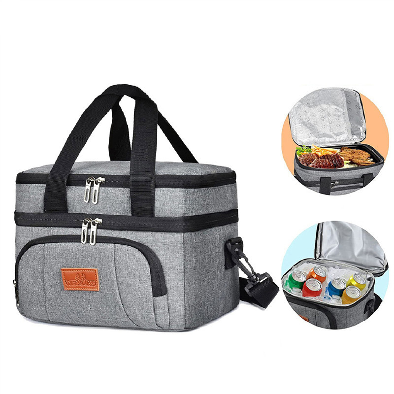 The inside of the insulated lunch cooler bag is made of upgrade food-safe PEVA foil to keep food stay cold/warm/fresh for 9 hours and the outside of the lunch box is made of waterproof Oxford cloth