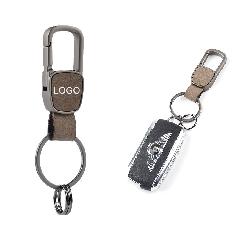 The car keychain is crafted from a durable combination of zinc alloy and high-quality leather