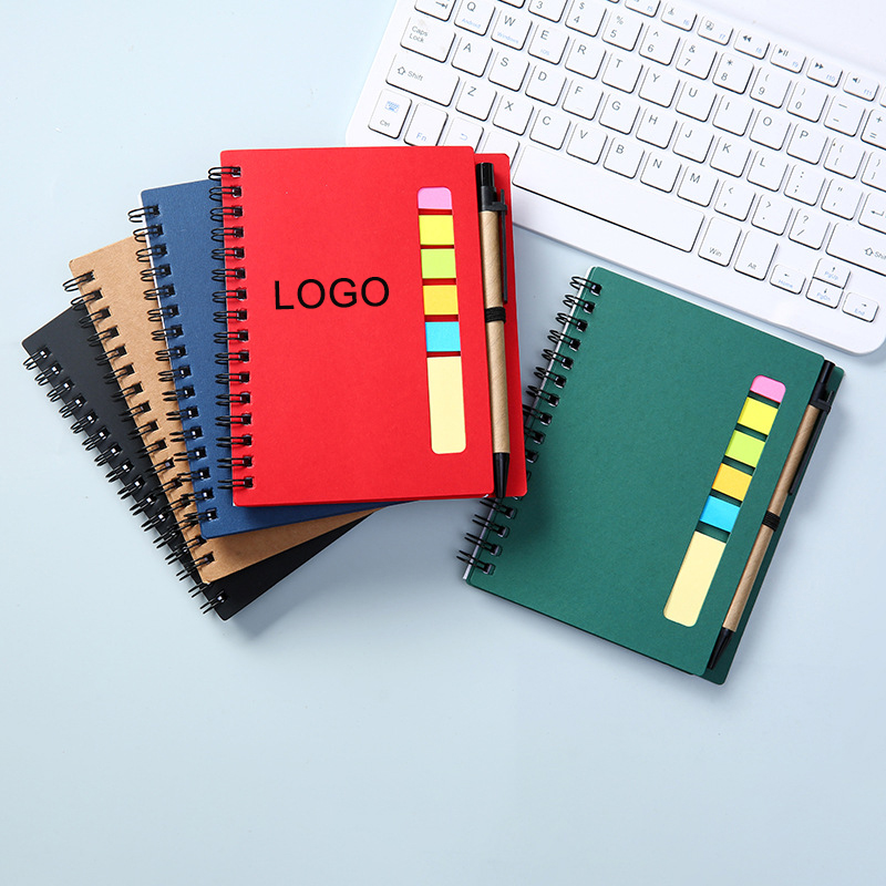 Introducing the stylish Kraft Paper Spiral Sticky Notes Notebook with Pen