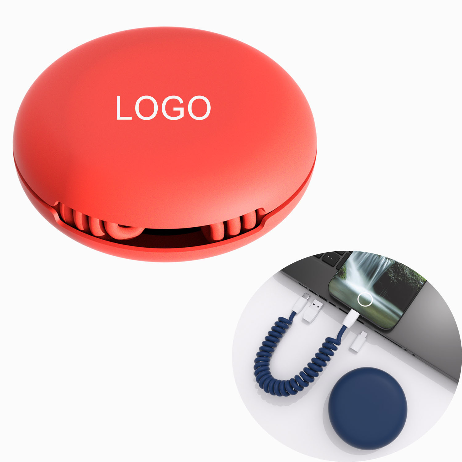 Experience the convenience of our coiled charging cable featuring an innovative spring storage design.